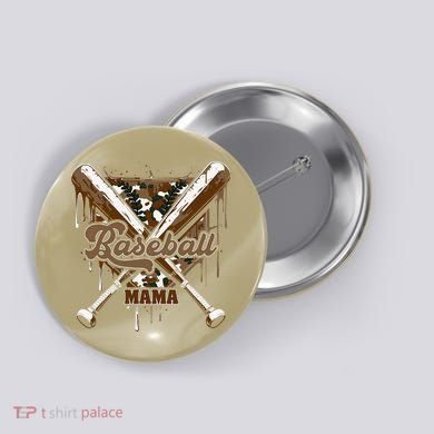 Baseball Mama Camo Baseball Home Plate Ice Cream Drip Mom Button