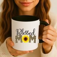 Blessed Mom Cheetah Sunflower Coffee Mug thumb 3