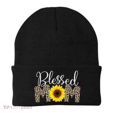 Blessed Mom Cheetah Sunflower Beanie
