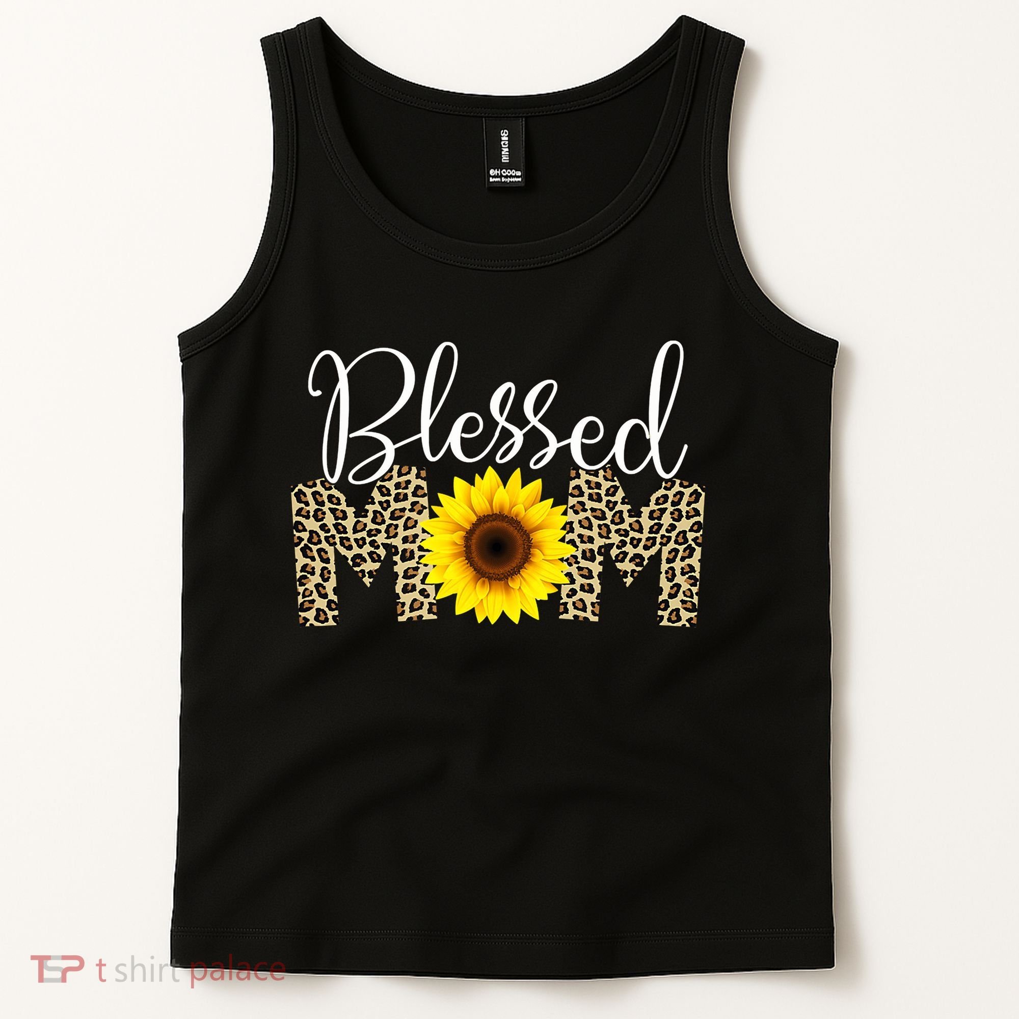 Blessed Mom Cheetah Sunflower Tank Top