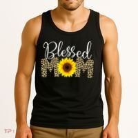 Blessed Mom Cheetah Sunflower Tank Top thumb 3