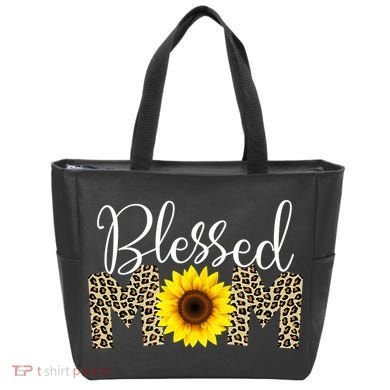 Blessed Mom Cheetah Sunflower Tote Bag