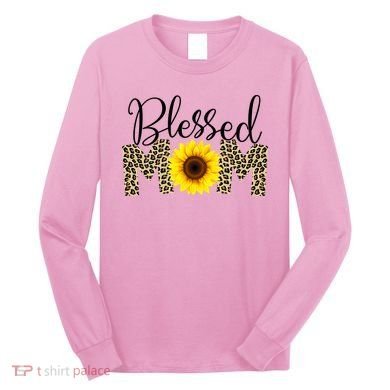 Blessed Mom Cheetah Sunflower Long Sleeve Shirt