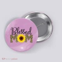 Blessed Mom Cheetah Sunflower Button thumb 0