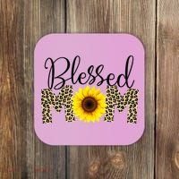 Blessed Mom Cheetah Sunflower Coaster thumb 0