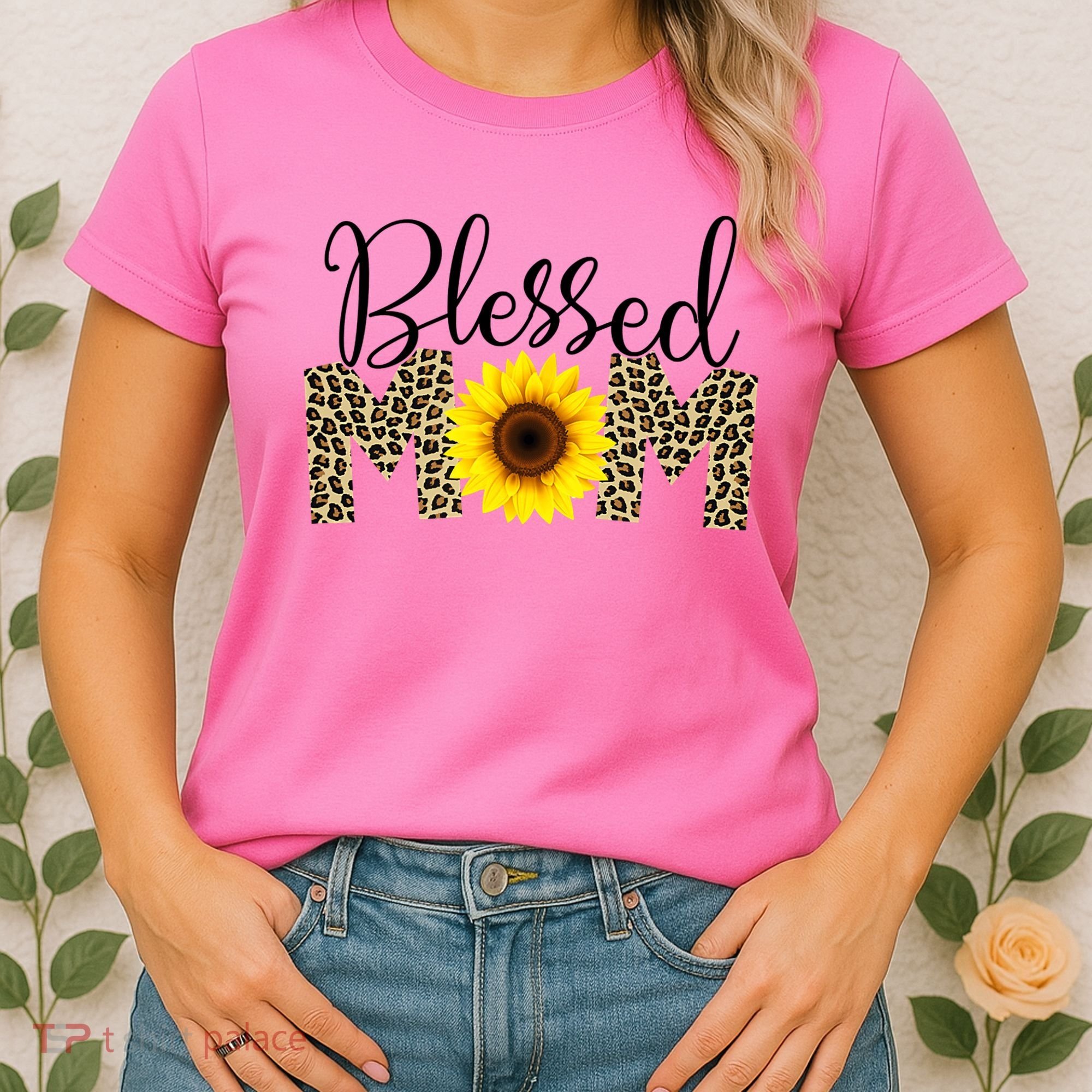 Blessed Mom Cheetah Sunflower Women's T-Shirt