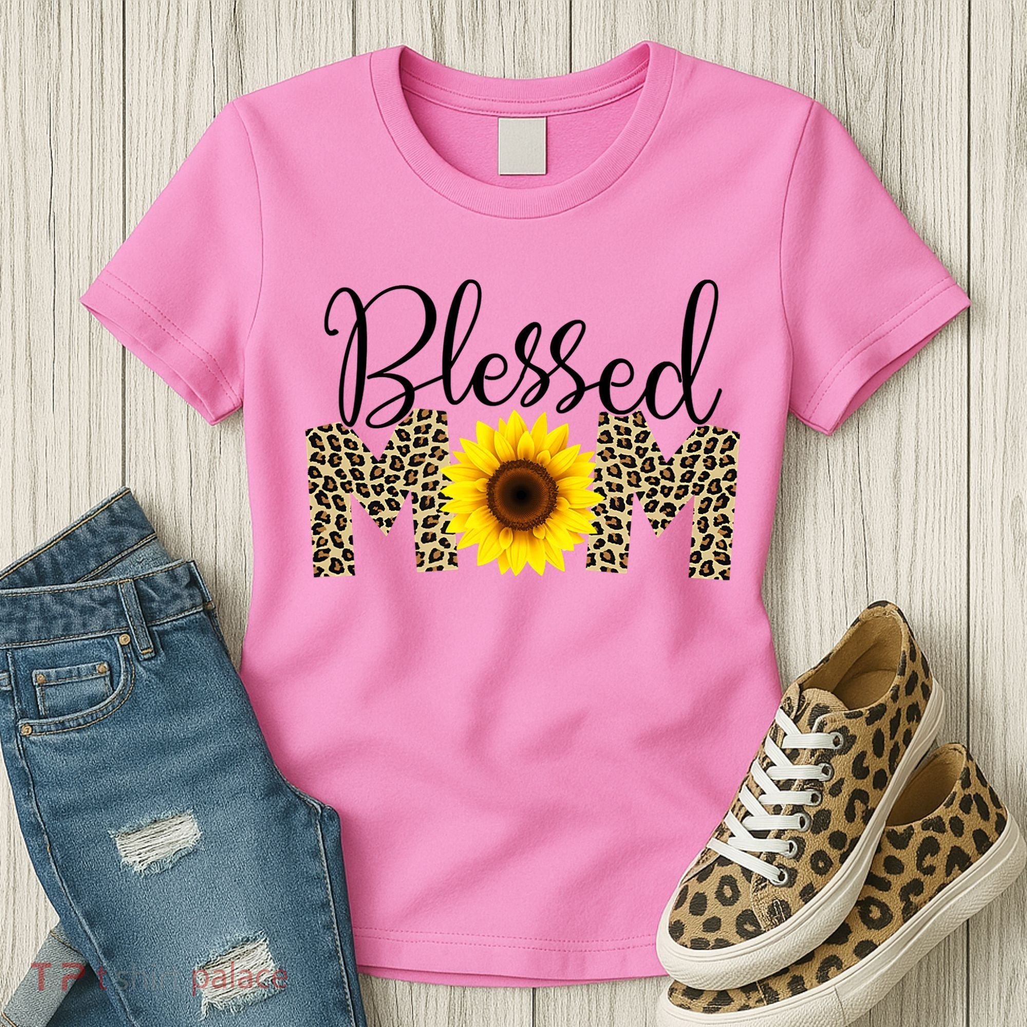 Blessed Mom Cheetah Sunflower Women's T-Shirt