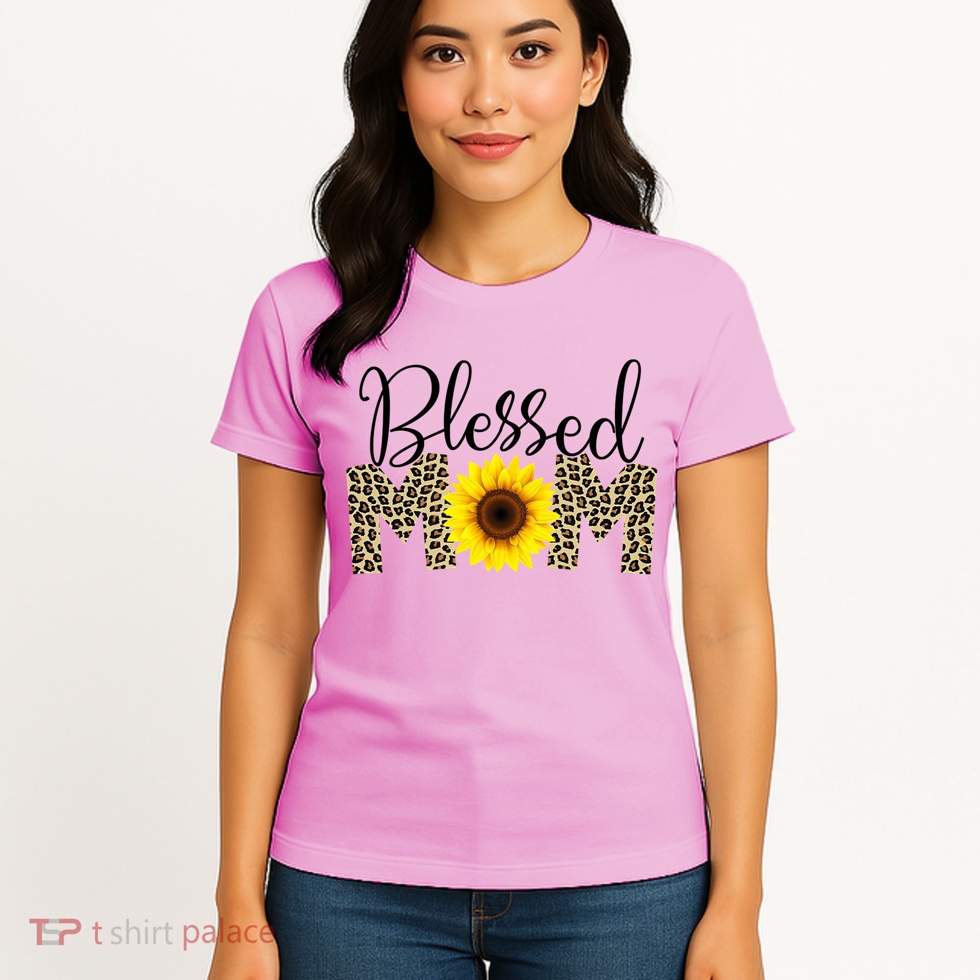 Blessed Mom Cheetah Sunflower Women's T-Shirt