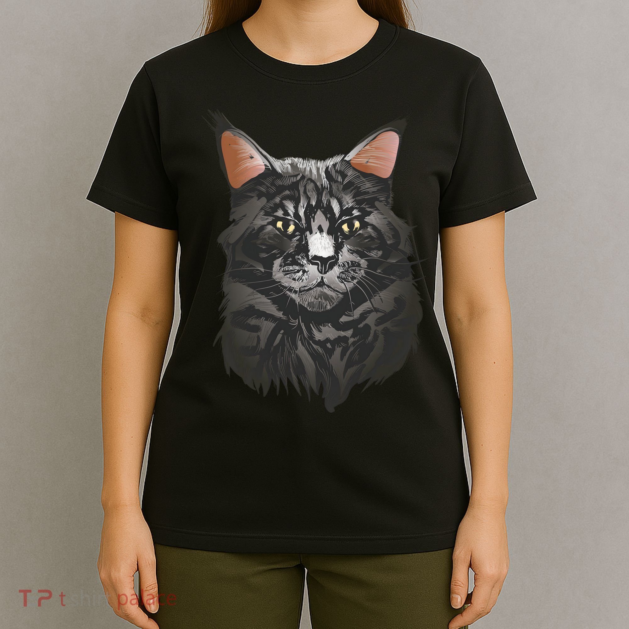 British Maine Coon Cat Portrait T-Shirt