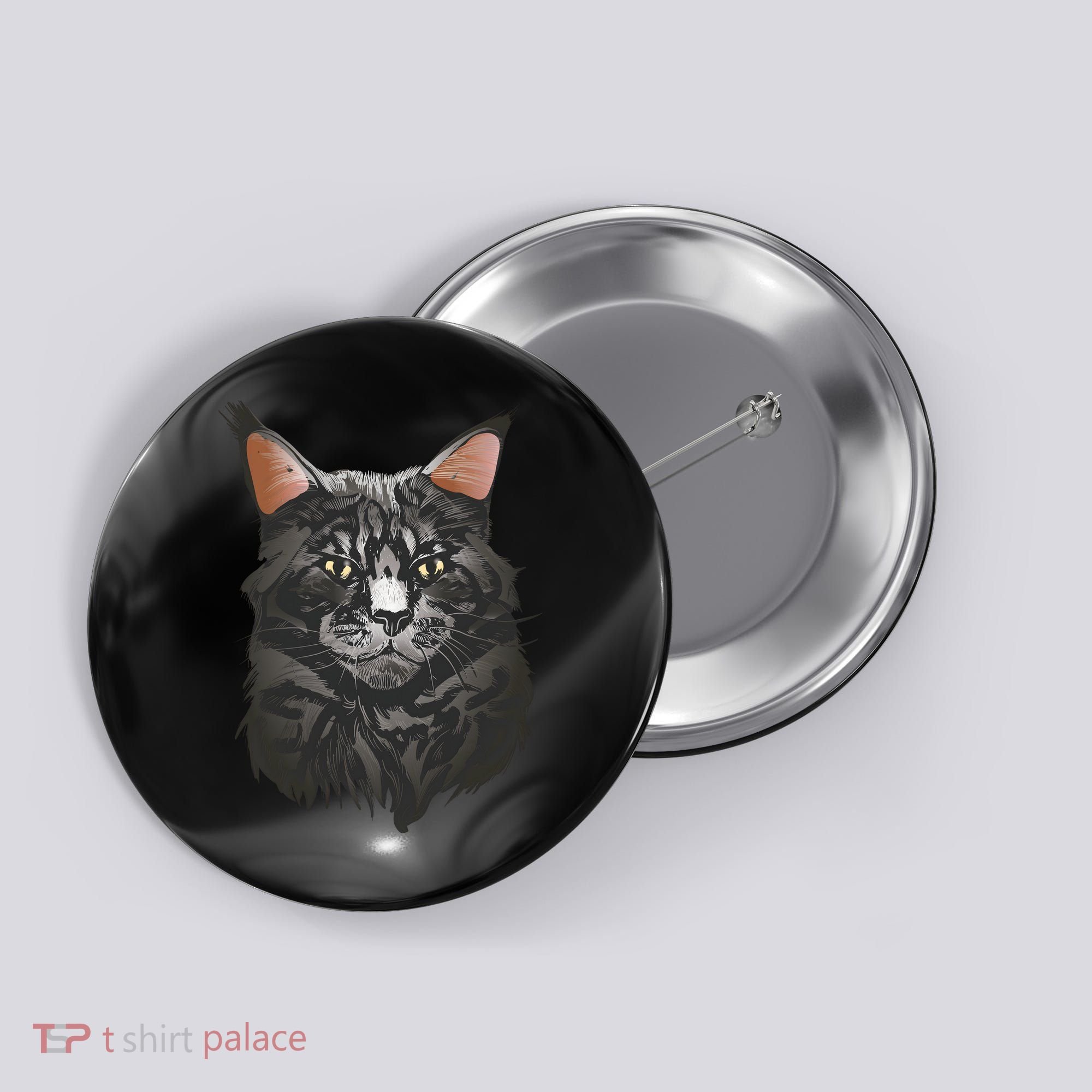 British Maine Coon Cat Portrait Button