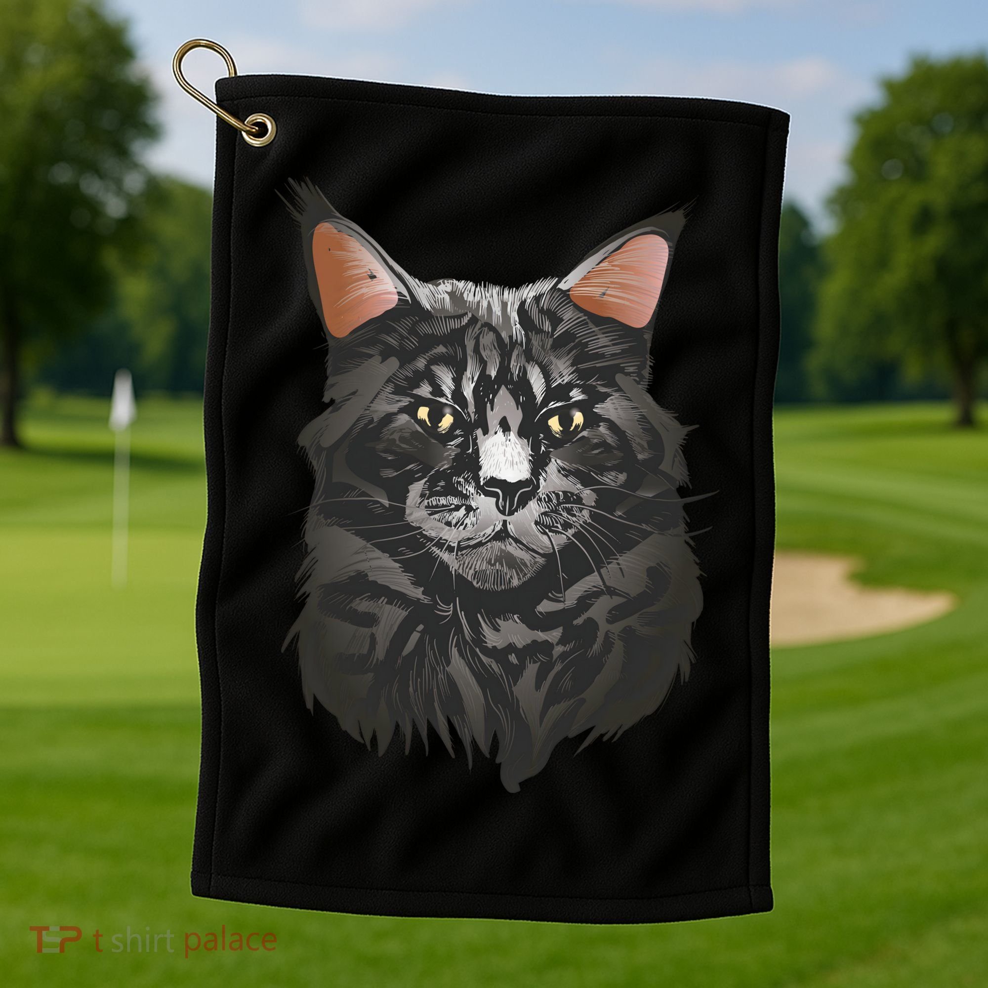 British Maine Coon Cat Portrait Golf Towel