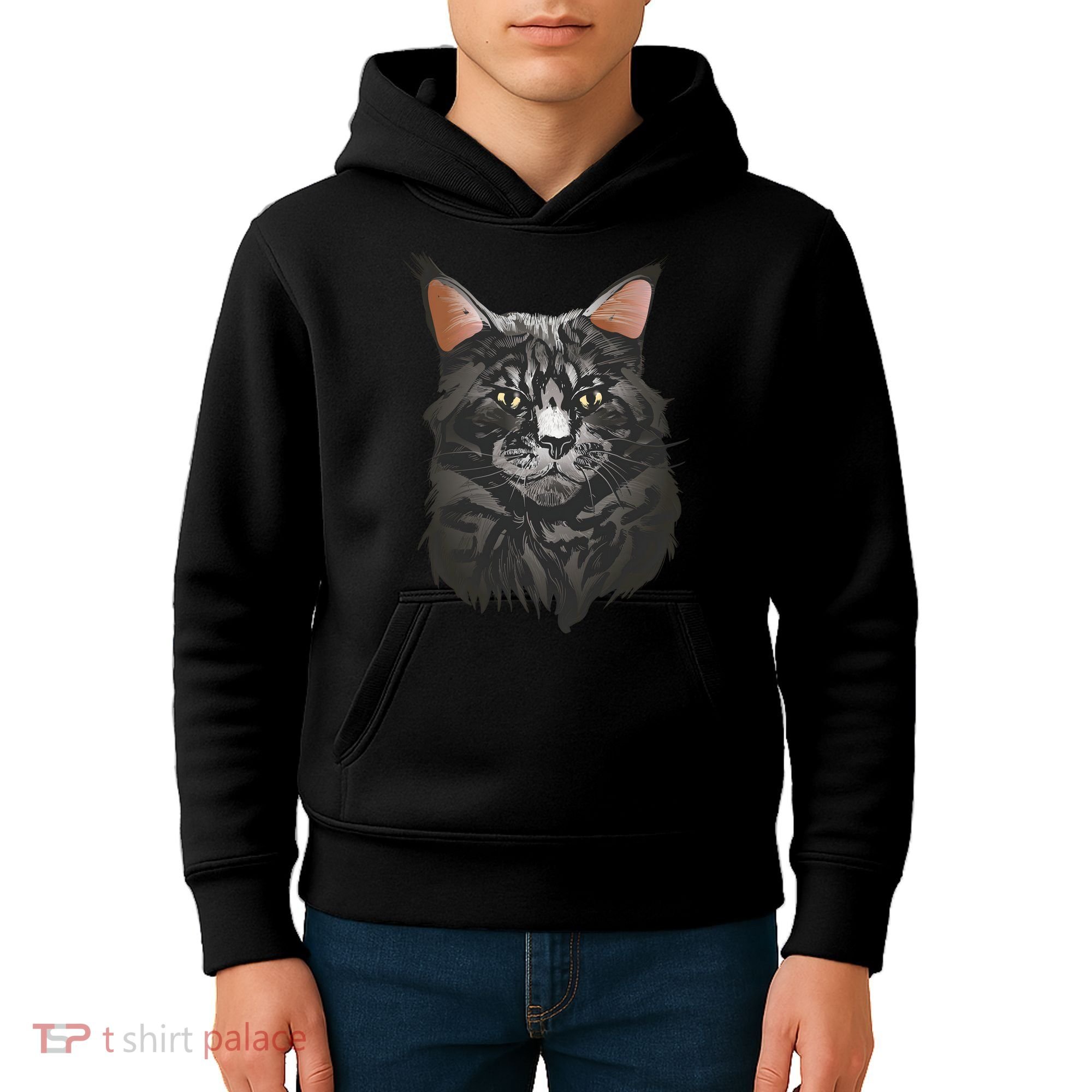 British Maine Coon Cat Portrait Kids Hoodie
