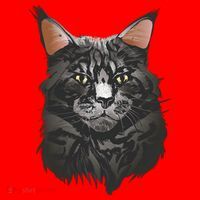 British Maine Coon Cat Portrait Santa Hat thumb 1