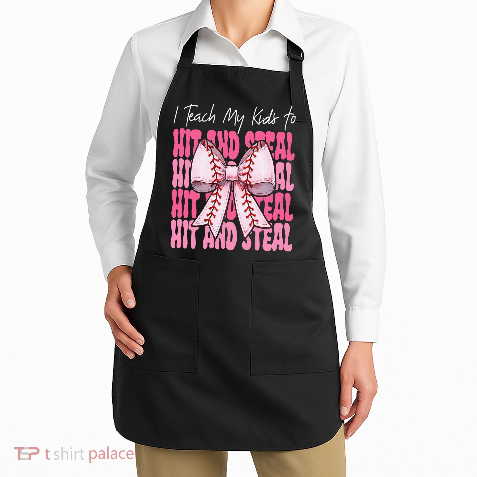 Baseball Mom Coquette Bow I Teach My To Hit And Steal Apron