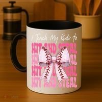 Baseball Mom Coquette Bow I Teach My To Hit And Steal Coffee Mug thumb 4