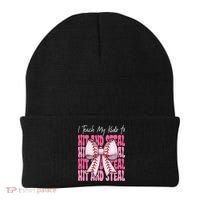 Baseball Mom Coquette Bow I Teach My To Hit And Steal Beanie thumb 0