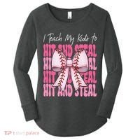 Baseball Mom Coquette Bow I Teach My To Hit And Steal Women's Perfect Tri Tunic Long Sleeve Shirt thumb 0