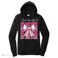 Baseball Mom Coquette Bow I Teach My To Hit And Steal Women's Hoodie thumb 0
