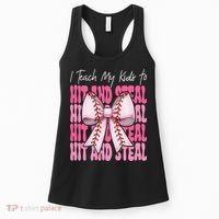 Baseball Mom Coquette Bow I Teach My To Hit And Steal Women's Tank Top thumb 0