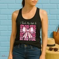Baseball Mom Coquette Bow I Teach My To Hit And Steal Women's Tank Top thumb 2
