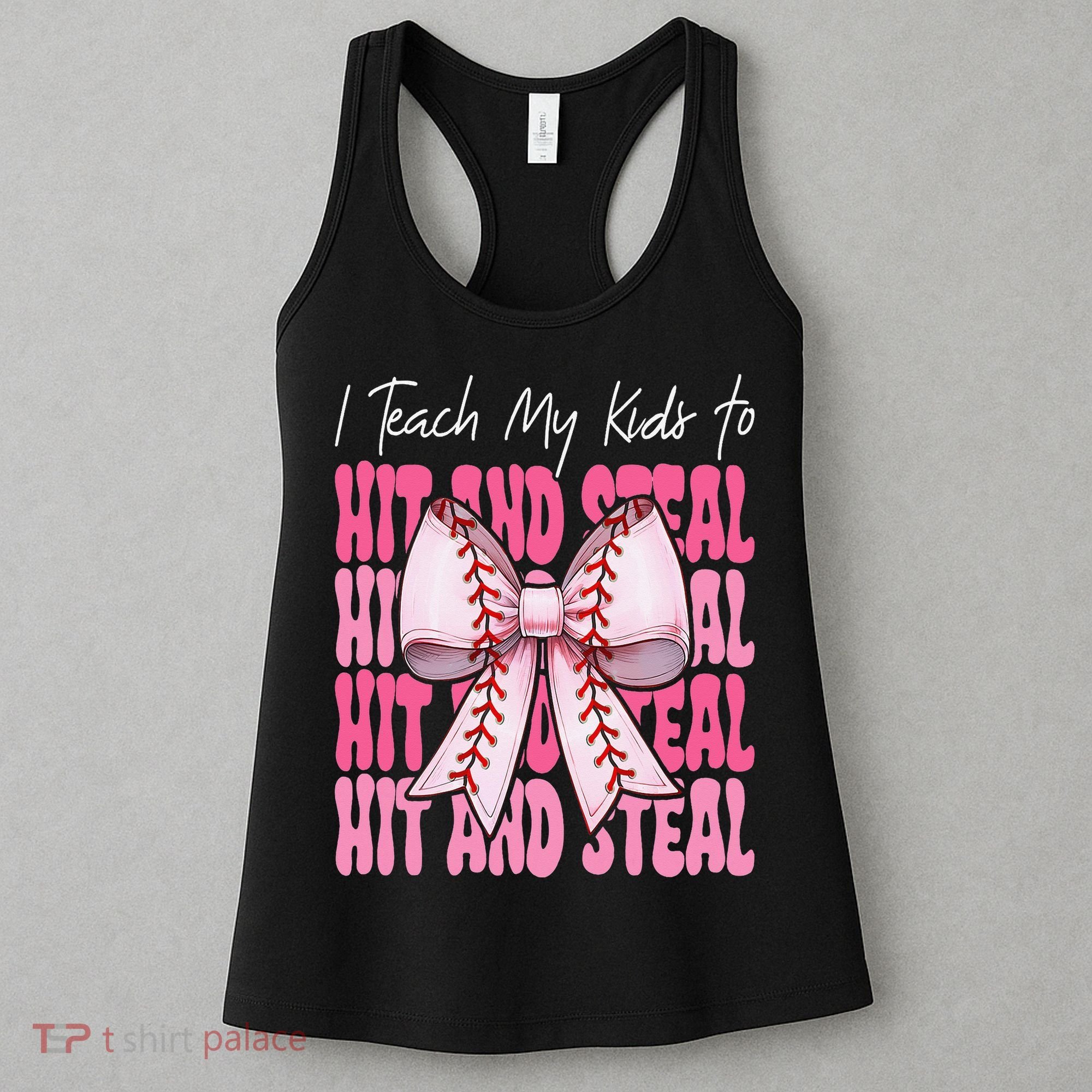 Baseball Mom Coquette Bow I Teach My To Hit And Steal Women's Tank Top