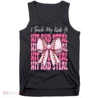 Baseball Mom Coquette Bow I Teach My To Hit And Steal Tank Top thumb 0