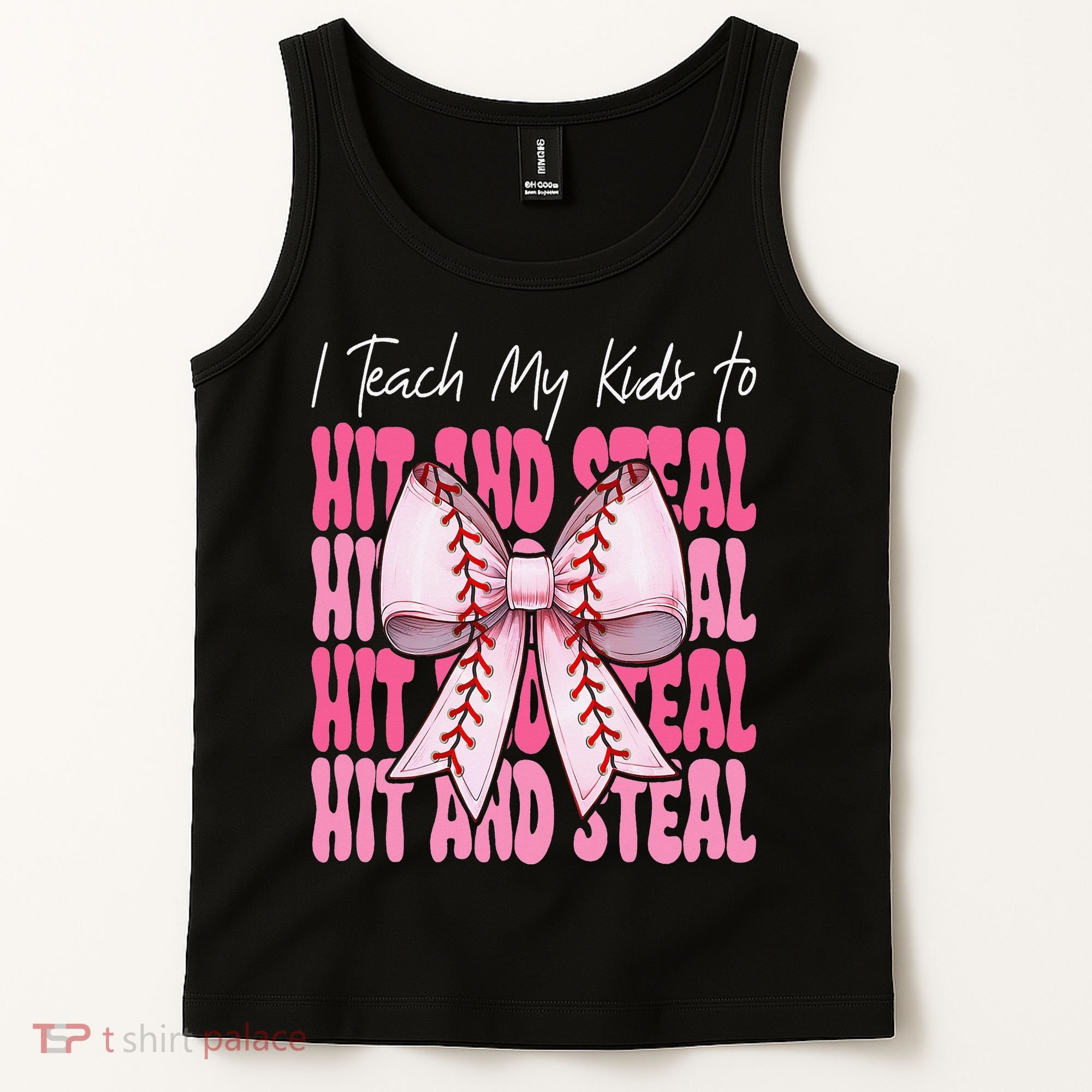 Baseball Mom Coquette Bow I Teach My To Hit And Steal Tank Top