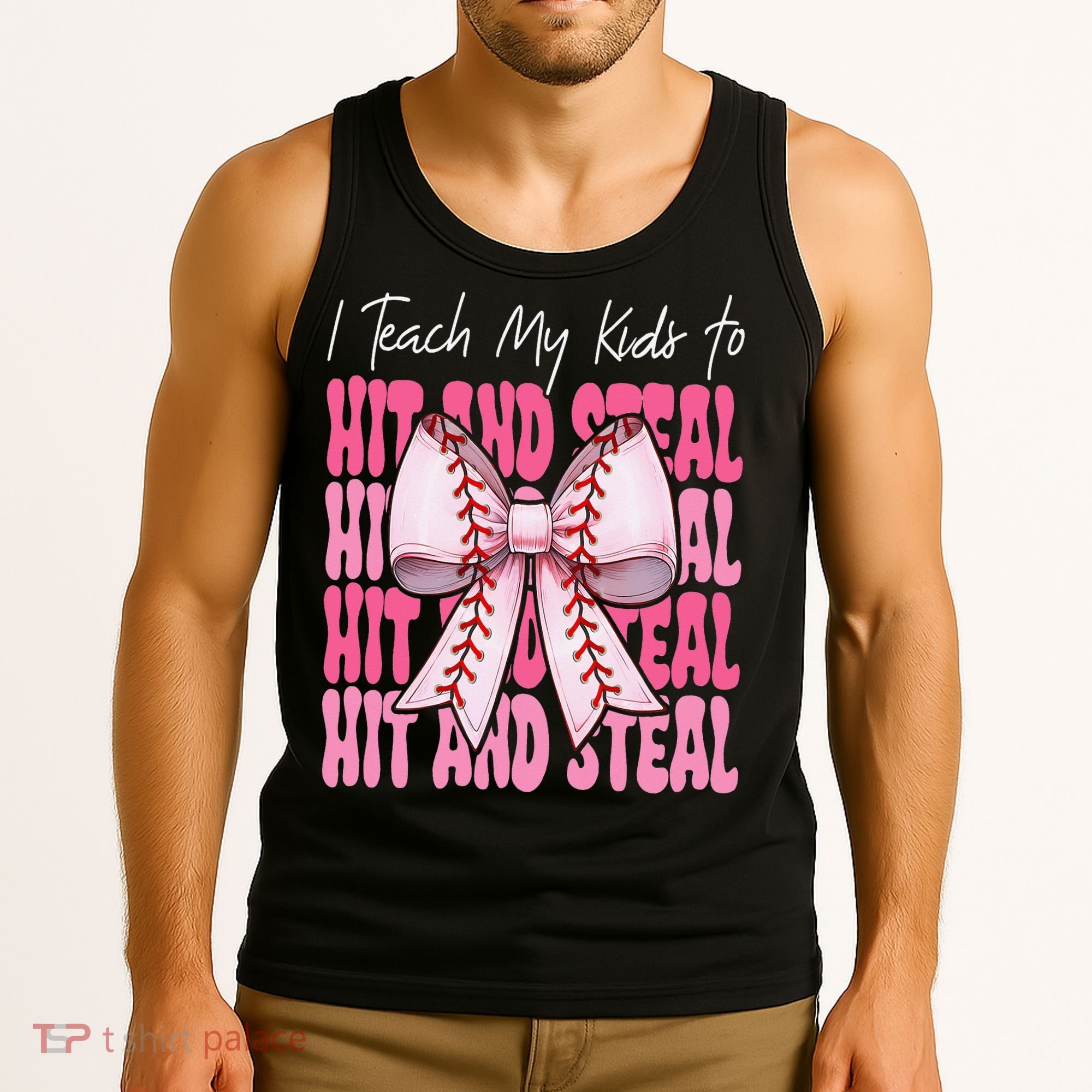 Baseball Mom Coquette Bow I Teach My To Hit And Steal Tank Top