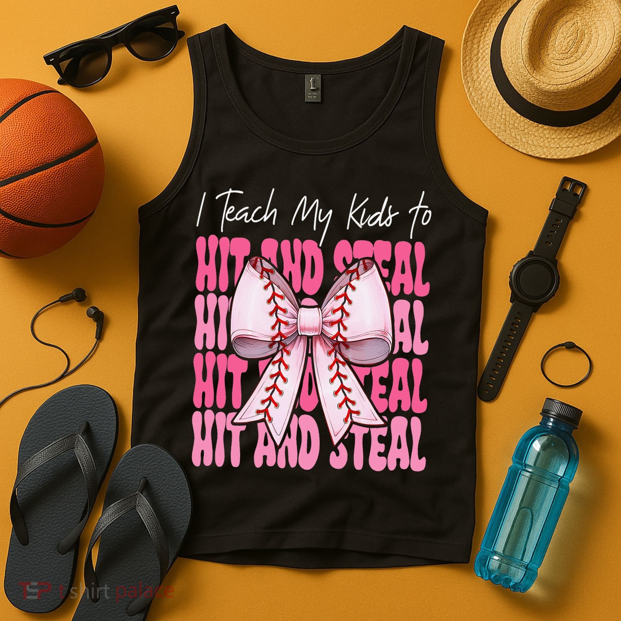 Baseball Mom Coquette Bow I Teach My To Hit And Steal Tank Top