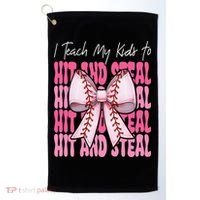 Baseball Mom Coquette Bow I Teach My To Hit And Steal Golf Towel thumb 0