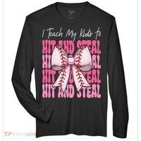 Baseball Mom Coquette Bow I Teach My To Hit And Steal Zone Performance Long-Sleeve T-Shirt thumb 0