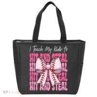 Baseball Mom Coquette Bow I Teach My To Hit And Steal Tote Bag thumb 0