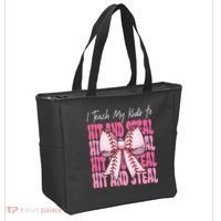 Baseball Mom Coquette Bow I Teach My To Hit And Steal Tote Bag thumb 2