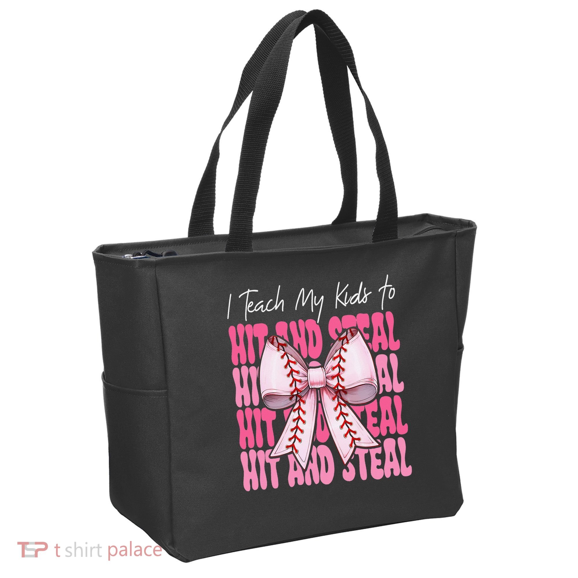Baseball Mom Coquette Bow I Teach My To Hit And Steal Tote Bag