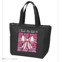 Baseball Mom Coquette Bow I Teach My To Hit And Steal Tote Bag thumb 3