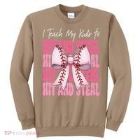 Baseball Mom Coquette Bow I Teach My To Hit And Steal Sweatshirt thumb 0