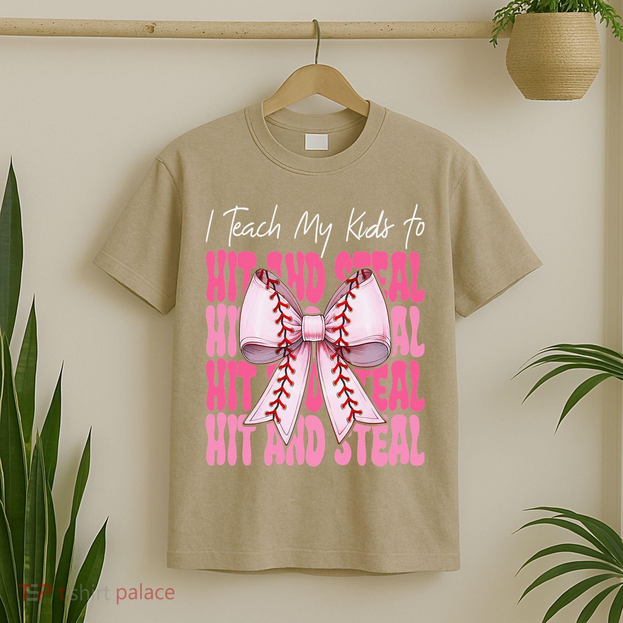 Baseball Mom Coquette Bow I Teach My To Hit And Steal T-Shirt