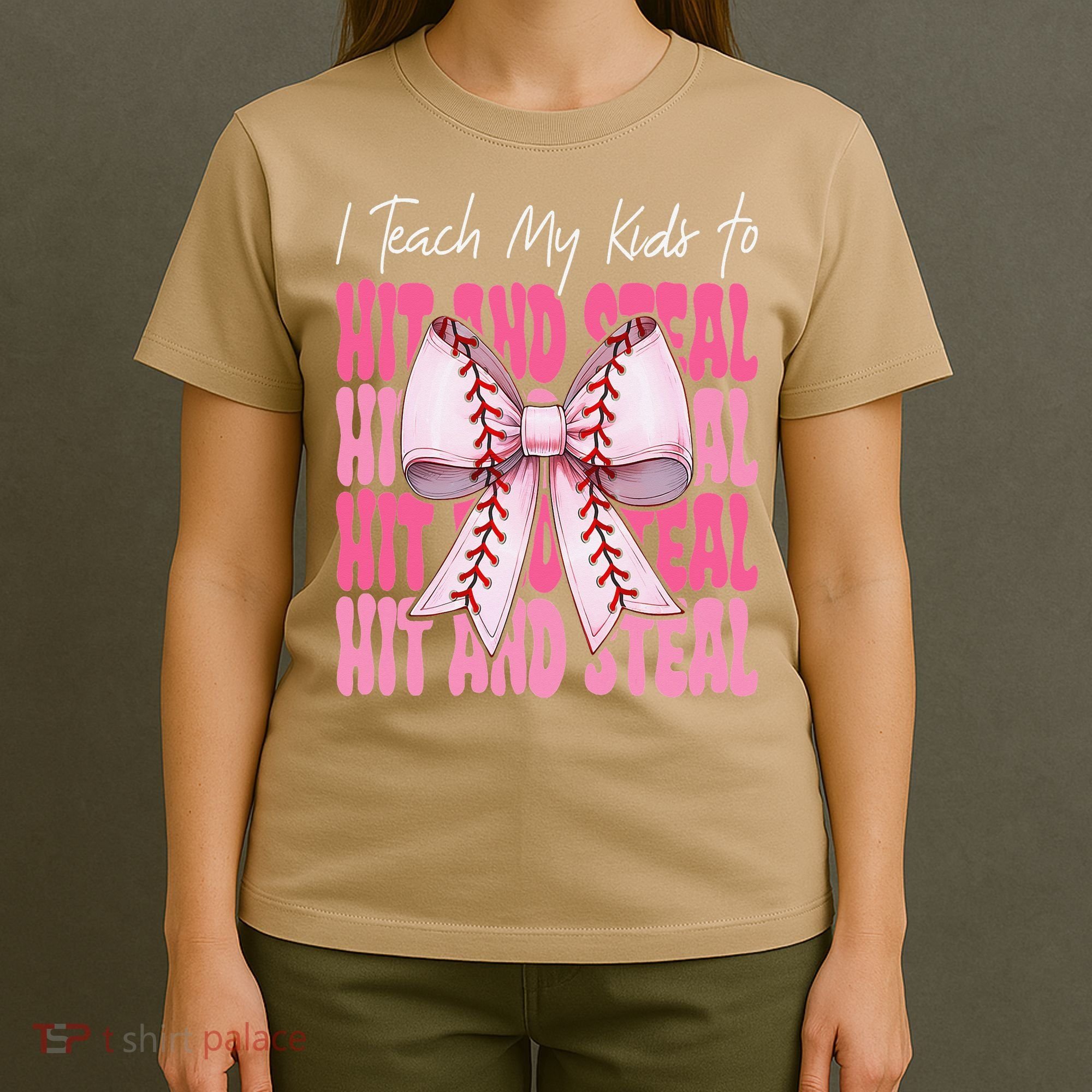 Baseball Mom Coquette Bow I Teach My To Hit And Steal T-Shirt