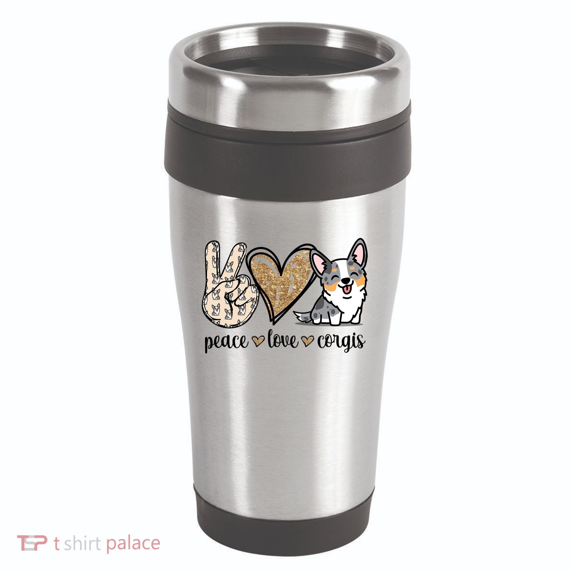 Blue Merle Corgi Gift 16oz Travel Tumbler