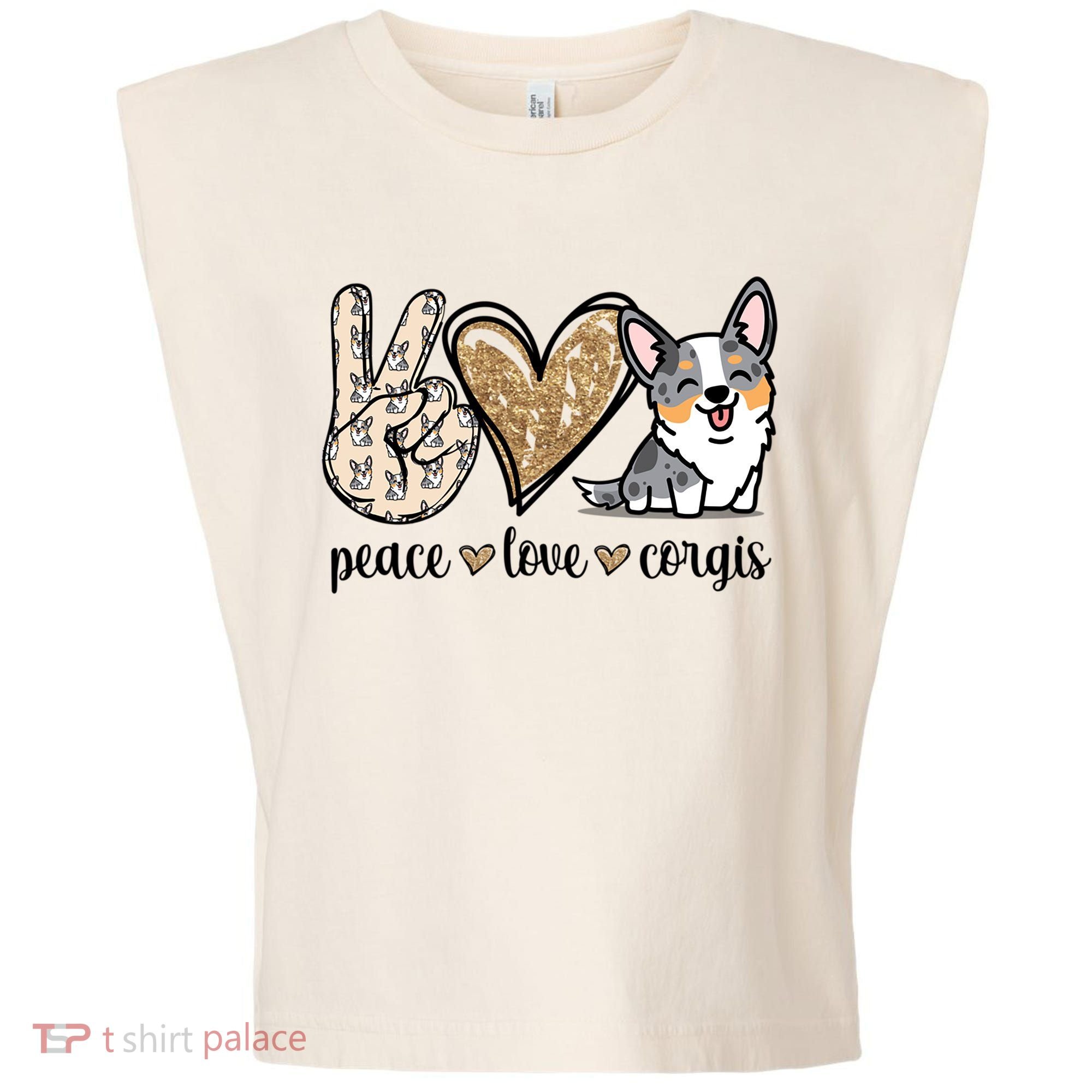 Blue Merle Corgi Gift Garment-Dyed Women's Muscle Tee