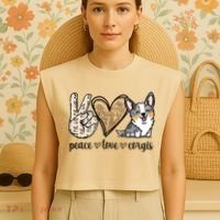 Blue Merle Corgi Gift Garment-Dyed Women's Muscle Tee thumb 4