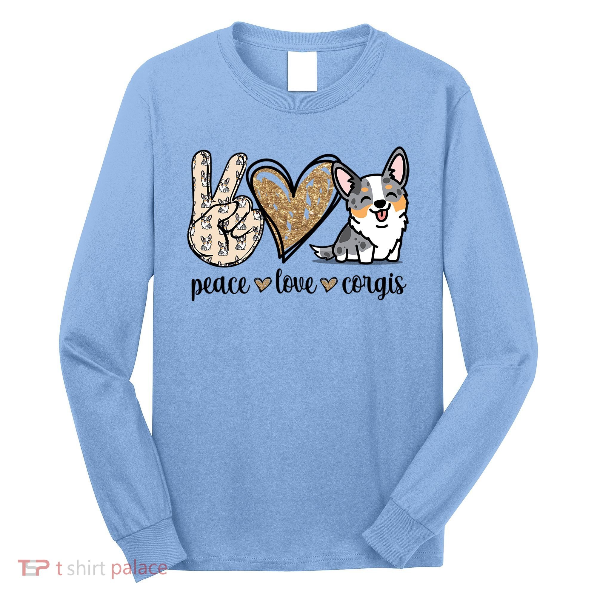 Blue Merle Corgi Gift Long Sleeve Shirt