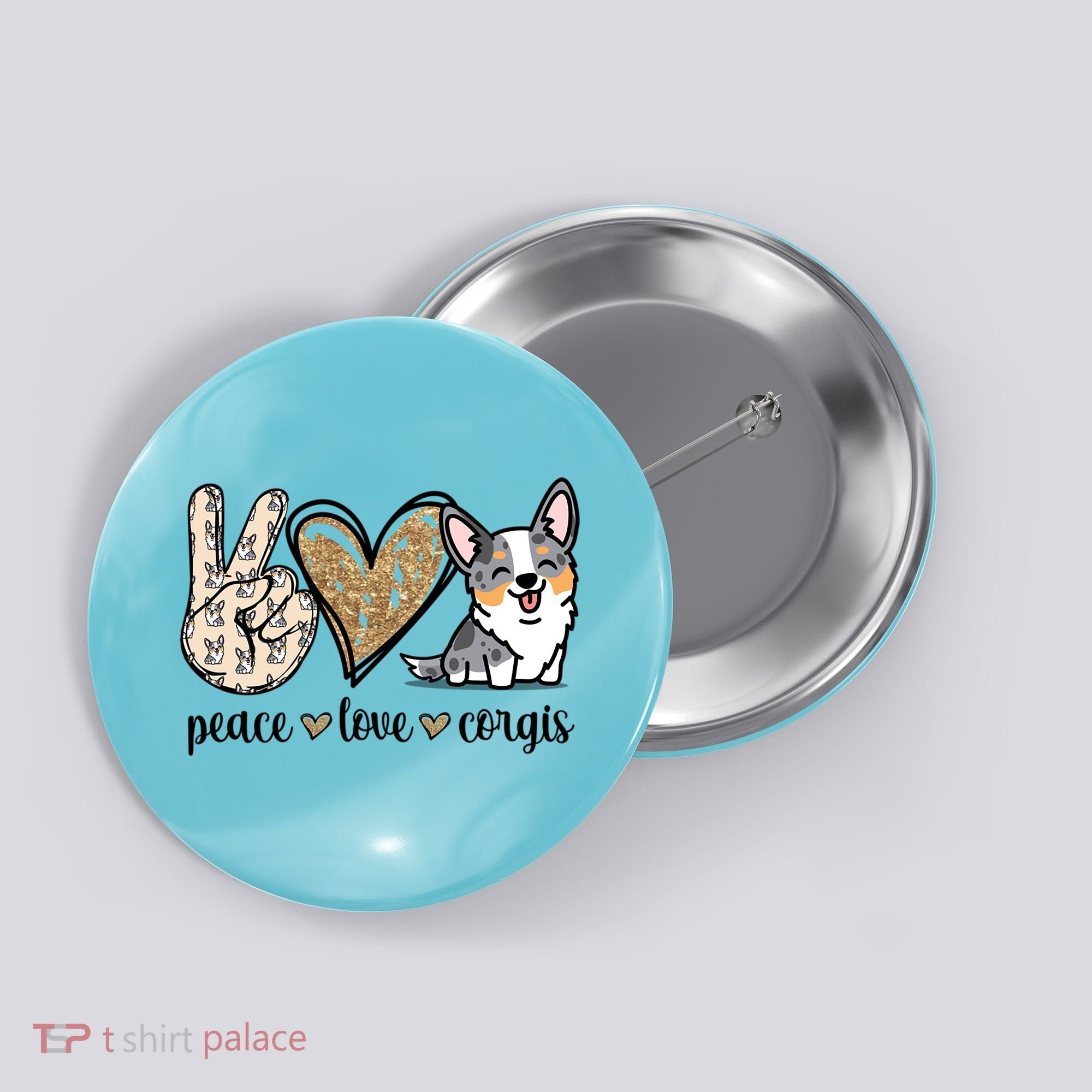 Blue Merle Corgi Gift Button