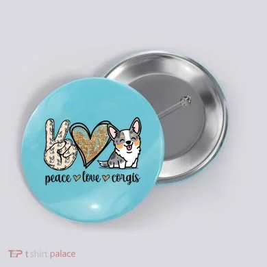 Blue Merle Corgi Gift Button