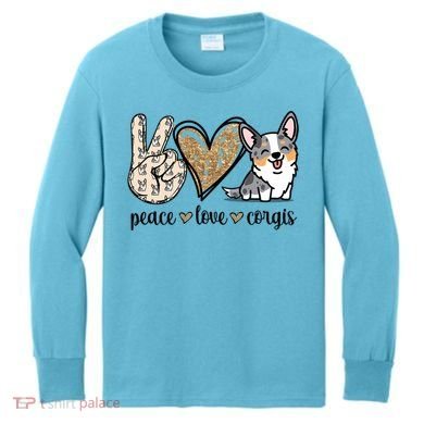 Blue Merle Corgi Gift Kids Long Sleeve Shirt