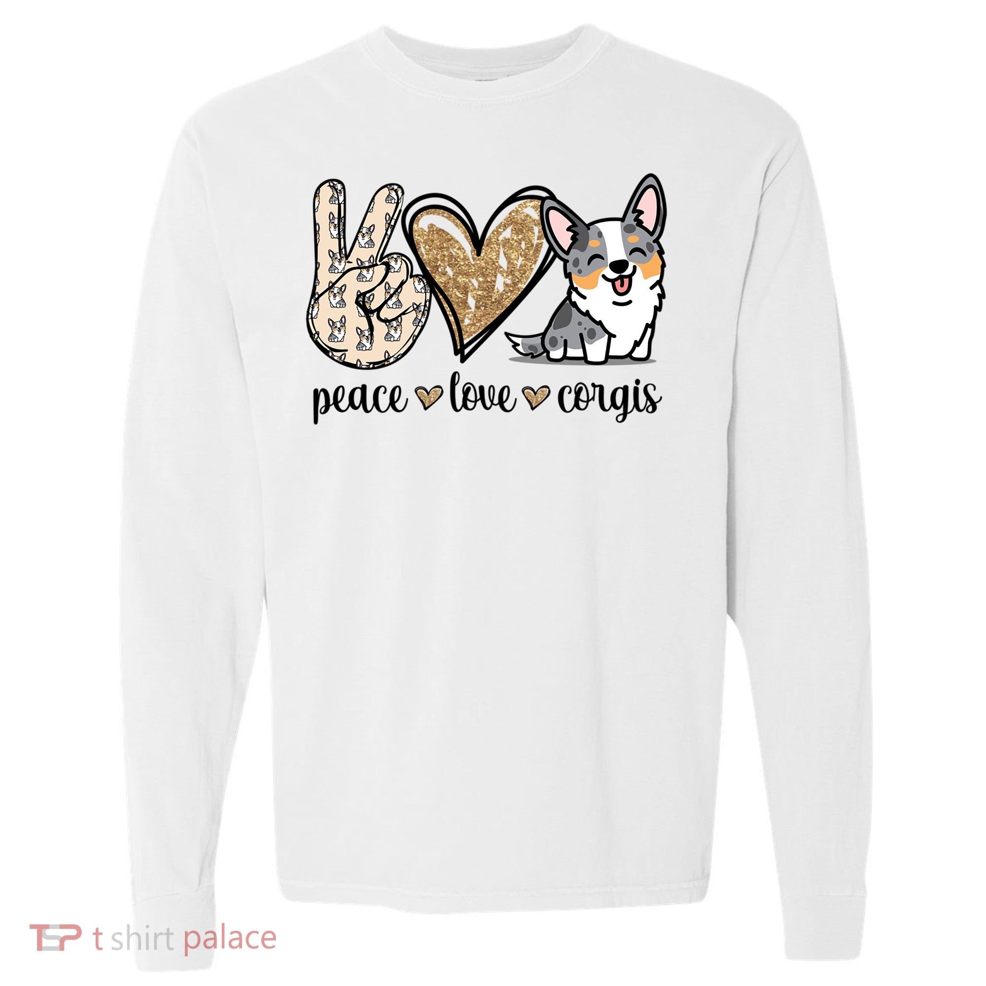 Blue Merle Corgi Gift Comfort Colors Heavyweight Long Sleeve T-Shirt