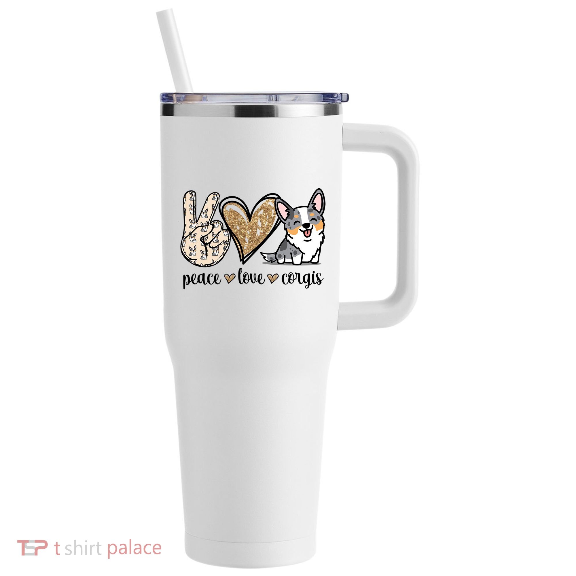 Blue Merle Corgi Gift 40oz Vacuum Insulated Stainless Steel Travel Tumbler