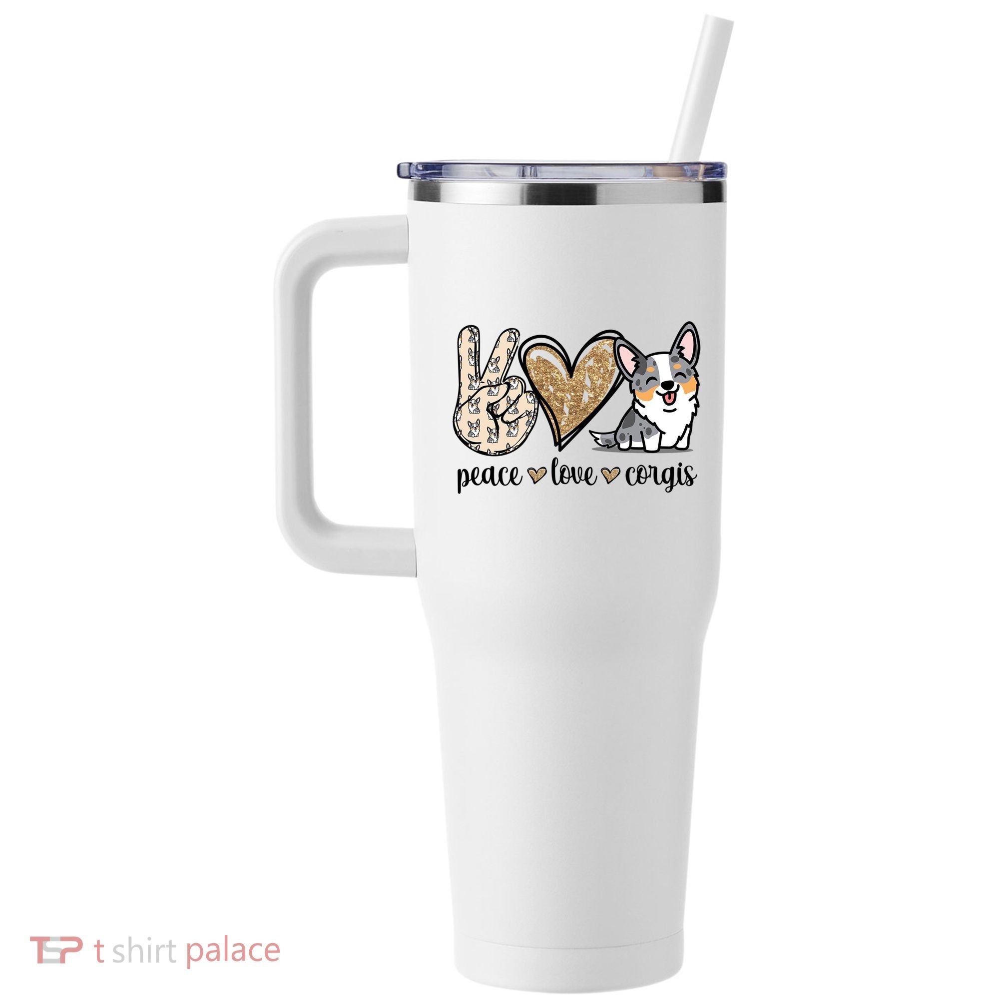 Blue Merle Corgi Gift 40oz Vacuum Insulated Stainless Steel Travel Tumbler