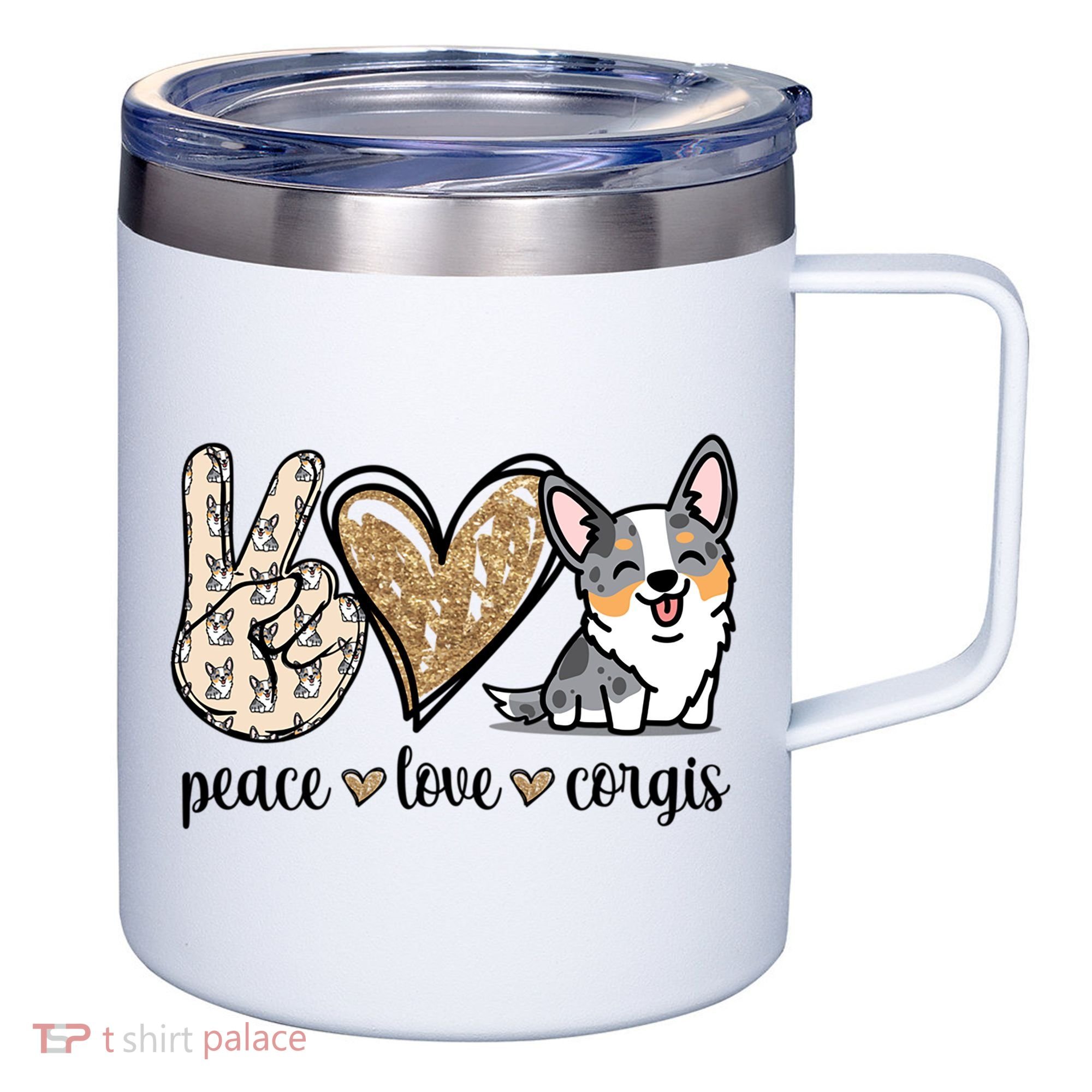 Blue Merle Corgi Gift 12oz Stainless Steel Coffee Mug