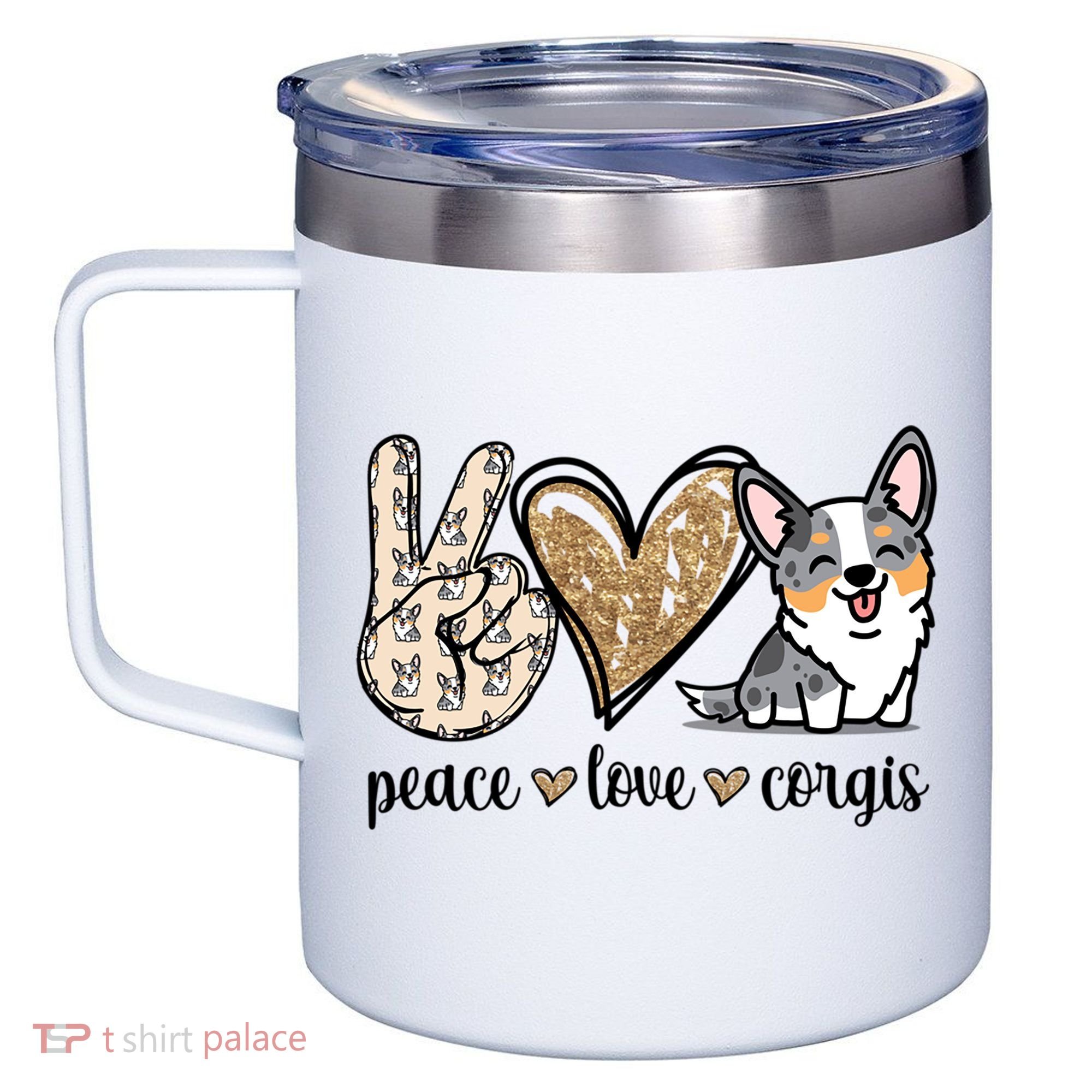 Blue Merle Corgi Gift 12oz Stainless Steel Coffee Mug